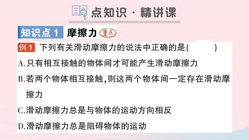 2023八年级物理上册第六章熟悉而陌生的力第五节科学探究：摩擦力作业课件新版沪科版第2页