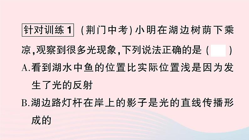 2023八年级物理上册期末复习四光现象作业课件新版新人教版03