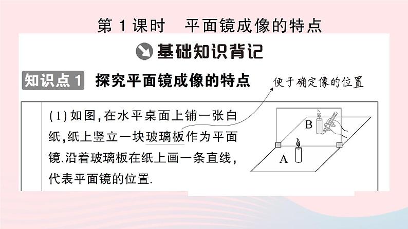 2023八年级物理上册第四章光现象第3节平面镜成像随堂知识手册作业课件新版新人教版02