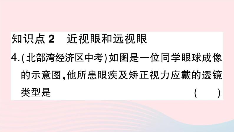 2023八年级物理上册第五章透镜及其应用第4节眼睛和眼镜作业课件新版新人教版第6页