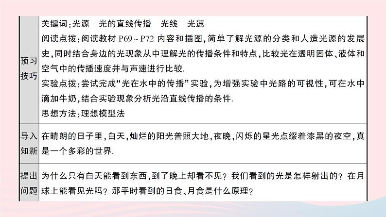 2023八年级物理上册第四章光现象第1节光的直线传播预习作业课件新版新人教版02