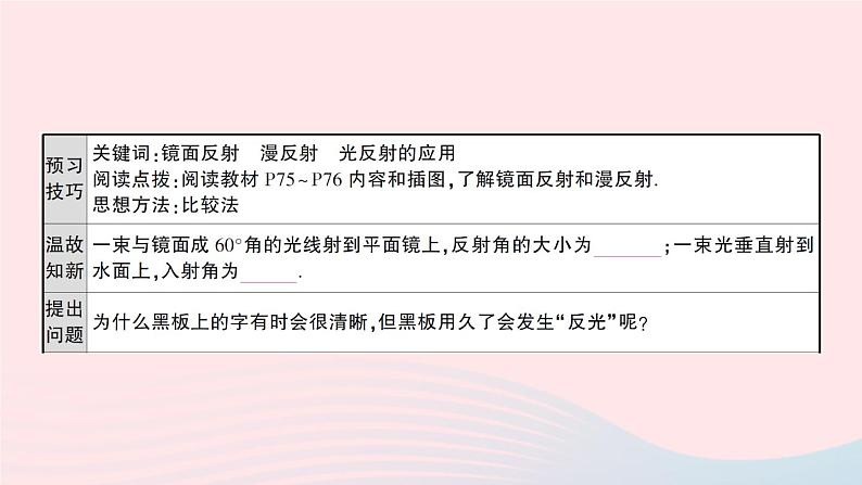 2023八年级物理上册第四章光现象第2节光的反射第二课时光的反射及其应用预习作业课件新版新人教版第2页