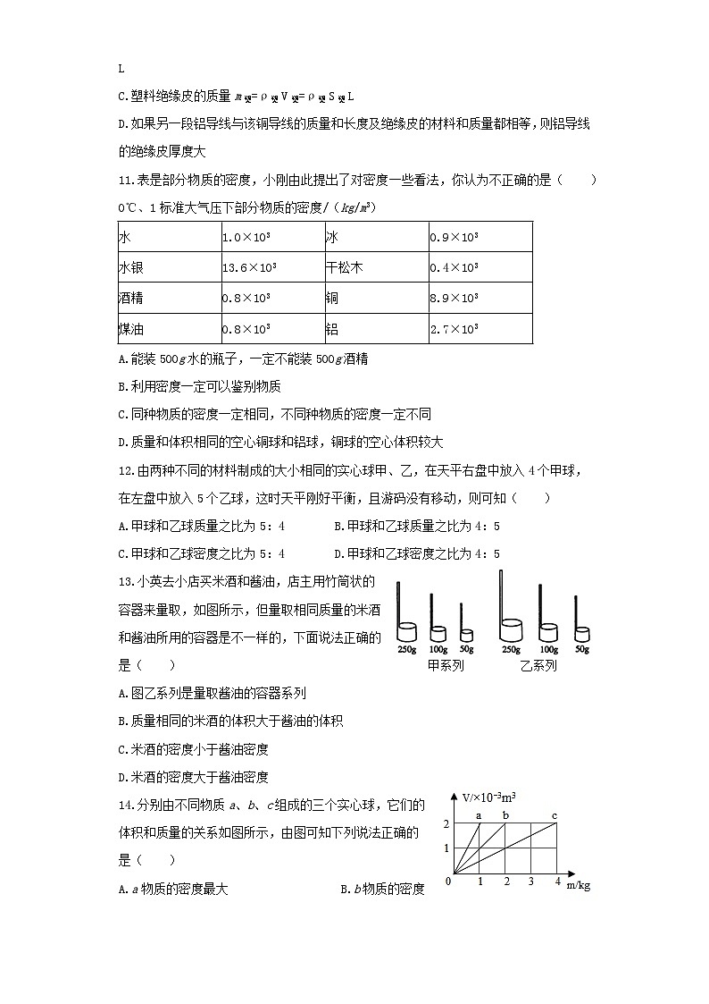 人教版物理八年级上册同步训练：第六章第二节密度第3页