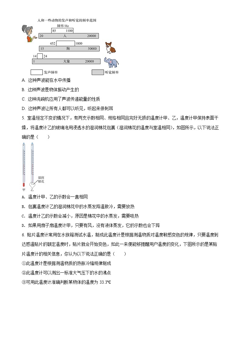 广东省广州市越秀区2021-2022学年八年级（上）期末考试物理试题（原卷版）第2页