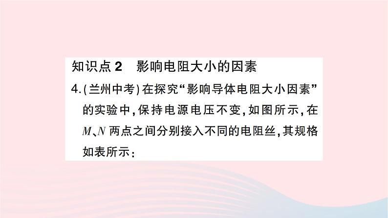 2023九年级物理全册第十六章电压电阻第3节电阻作业课件新版新人教版04