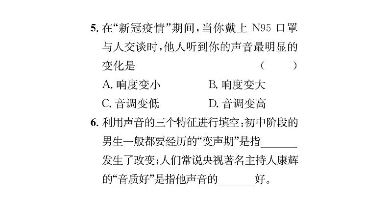 人教版八年级物理上专项复习（2）声现象课时训练课件PPT第6页