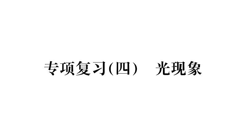 人教版八年级物理上专项复习（4）光现象课时训练课件PPT第1页