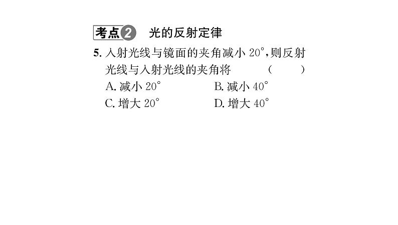 人教版八年级物理上专项复习（4）光现象课时训练课件PPT第5页