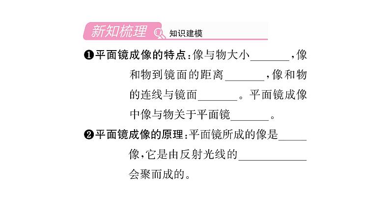 人教版八年级物理上第4章光现象第3节平面镜成像第1课时平面镜成像的特点课时训练课件PPT第2页