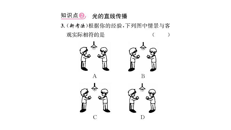 人教版八年级物理上第4章光现象第1节光的直线传播课时训练课件PPT第5页