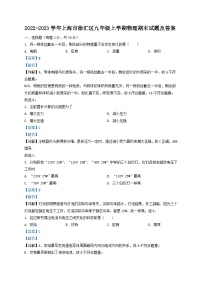 2022-2023学年上海市徐汇区九年级上学期物理期末试题及答案