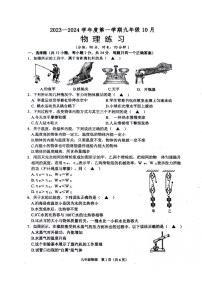 江苏省宿迁市沭阳县2023-2024学年上学期九年级10月+物理练习