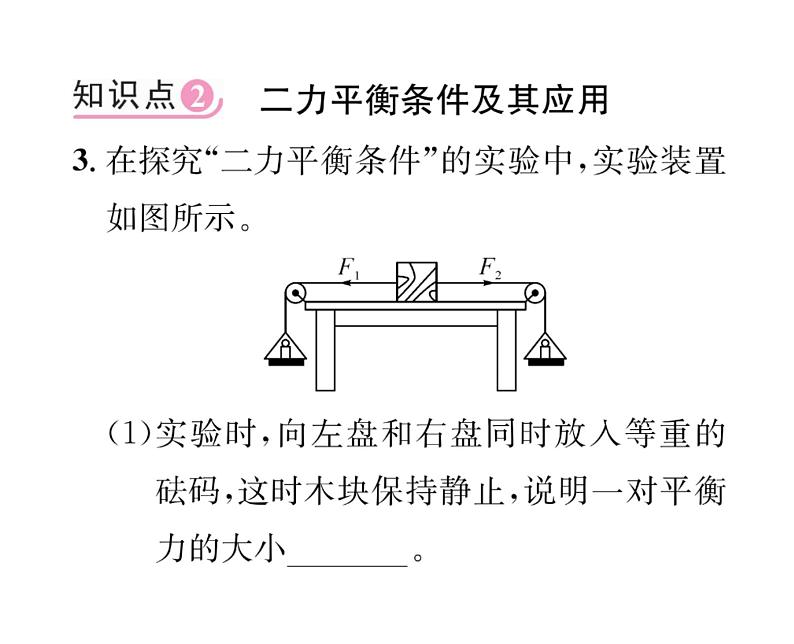 人教版八年级物理下册第8章运动和力第2节 二力平衡课时训练课件PPT07