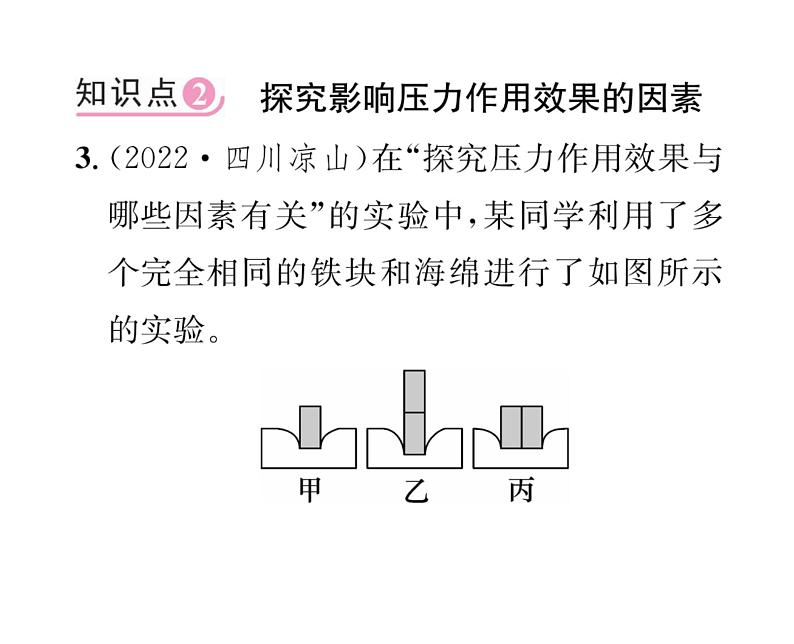 人教版八年级物理下册第9章压强第1节 压强第1课时 压力和压强课时训练课件PPT07