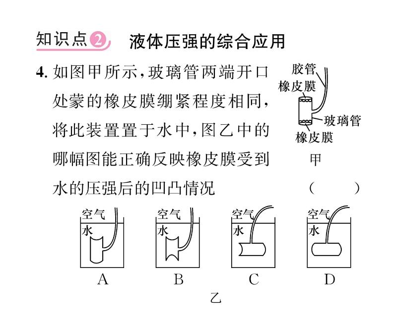 人教版八年级物理下册第9章压强第2节 液体的压强第2课时 连通器液体压强的计算课时训练课件PPT07