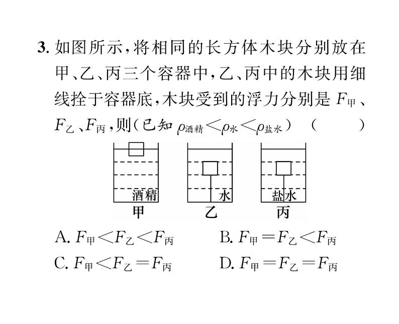 人教版八年级物理下册第10章浮力滚动强化练习（一） [范围：第十章第1~2节]课时训练课件PPT第4页