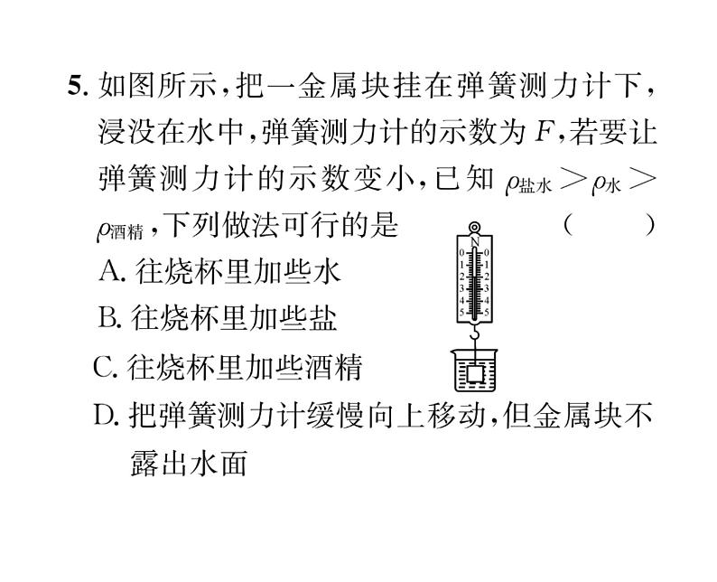 人教版八年级物理下册第10章浮力滚动强化练习（一） [范围：第十章第1~2节]课时训练课件PPT第6页