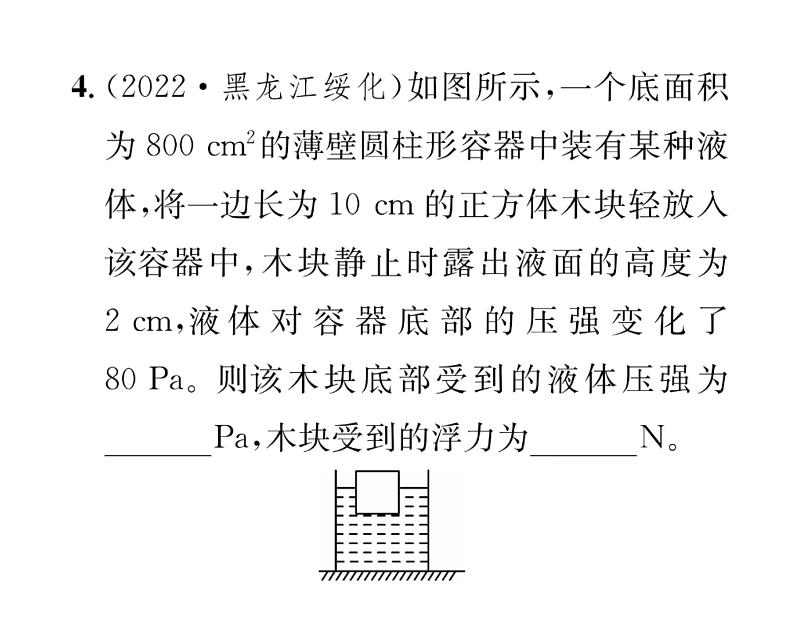 人教版八年级物理下册第10章浮力小专题六 压强与浮力的综合计算课时训练课件PPT07