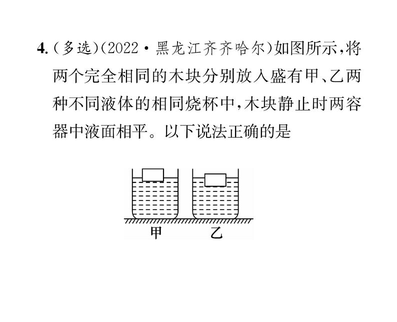 人教版八年级物理下册第10章浮力小专题五 浮力的分析与简单计算课时训练课件PPT07