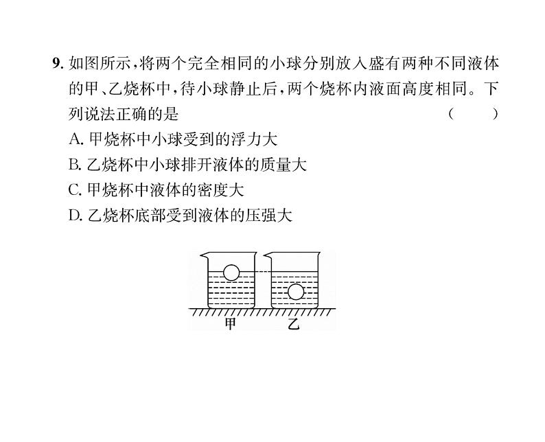 人教版八年级物理下册第10章综合评价课时训练课件PPT第6页