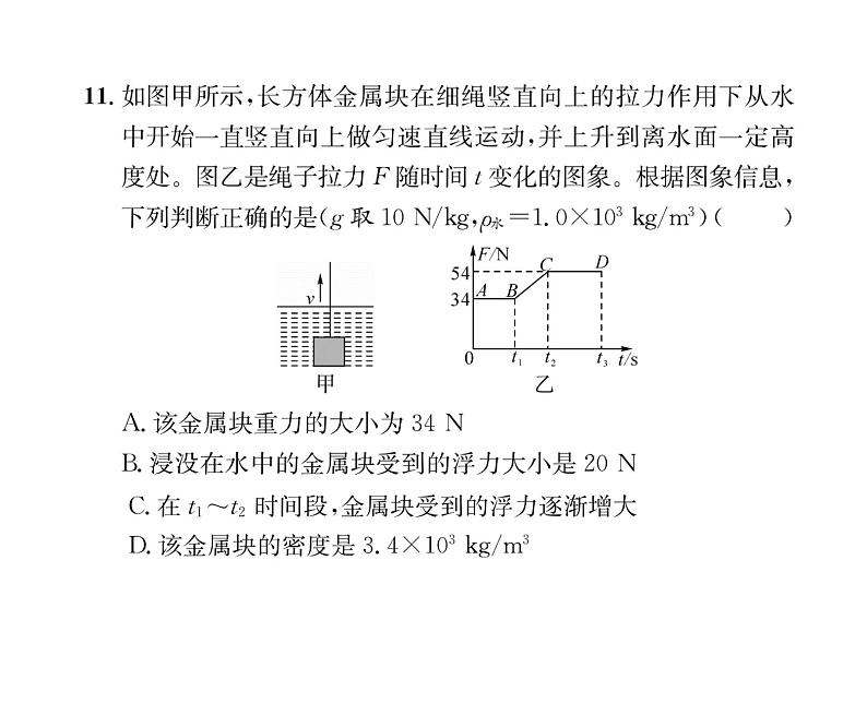 人教版八年级物理下册第10章综合评价课时训练课件PPT第8页