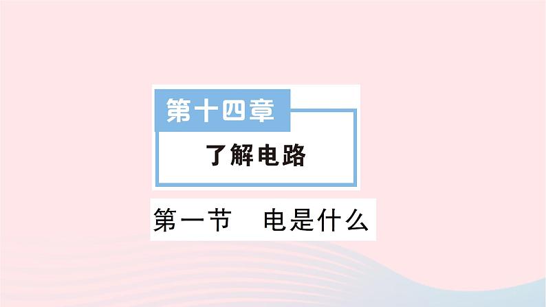 2023九年级物理全册第十四章了解电路第一节电是什么作业课件新版沪科版第1页