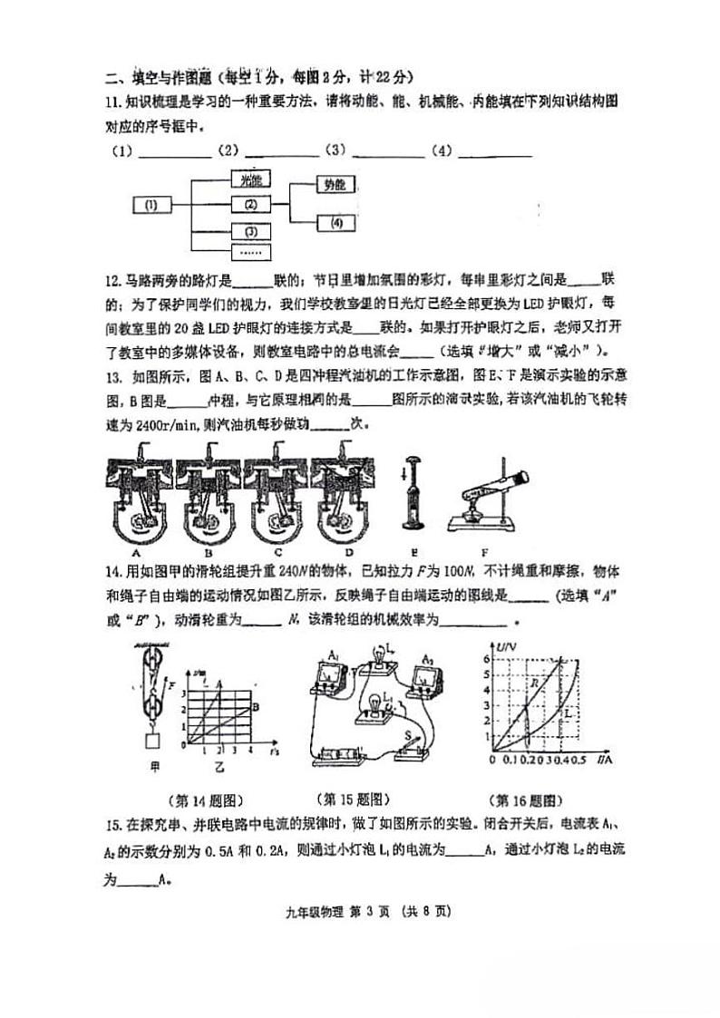 陕西省西安市工业大学附属中学2023-2024学年九年级上学期期中考试物理试题03