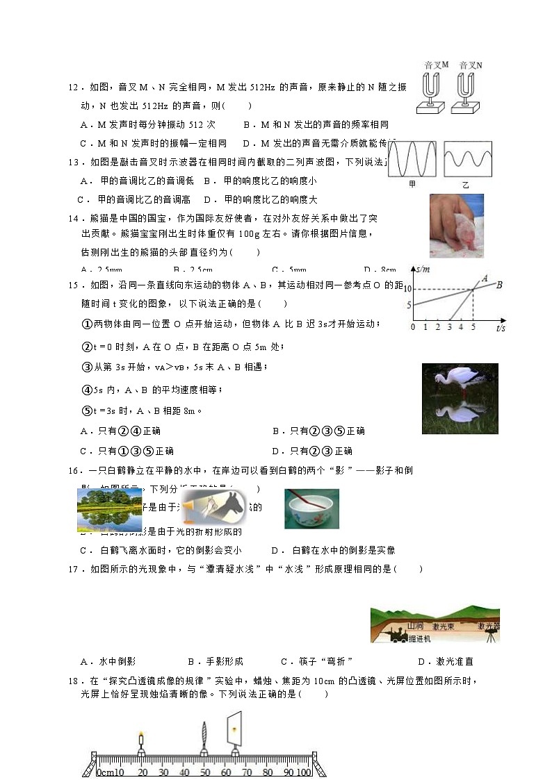 安徽省合肥市2023-2024学年上学期八年级期中物理试卷03