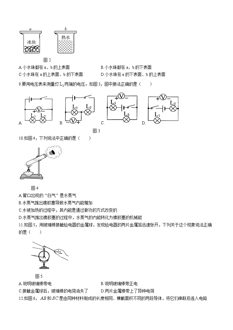 福建省三明市大田县2023-2024学年九年级上学期期中考物理试卷02