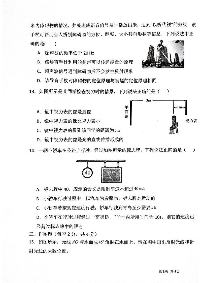 河南省周口市第十九初级中学2023-2024学年八年级上学期11月期中物理试题03
