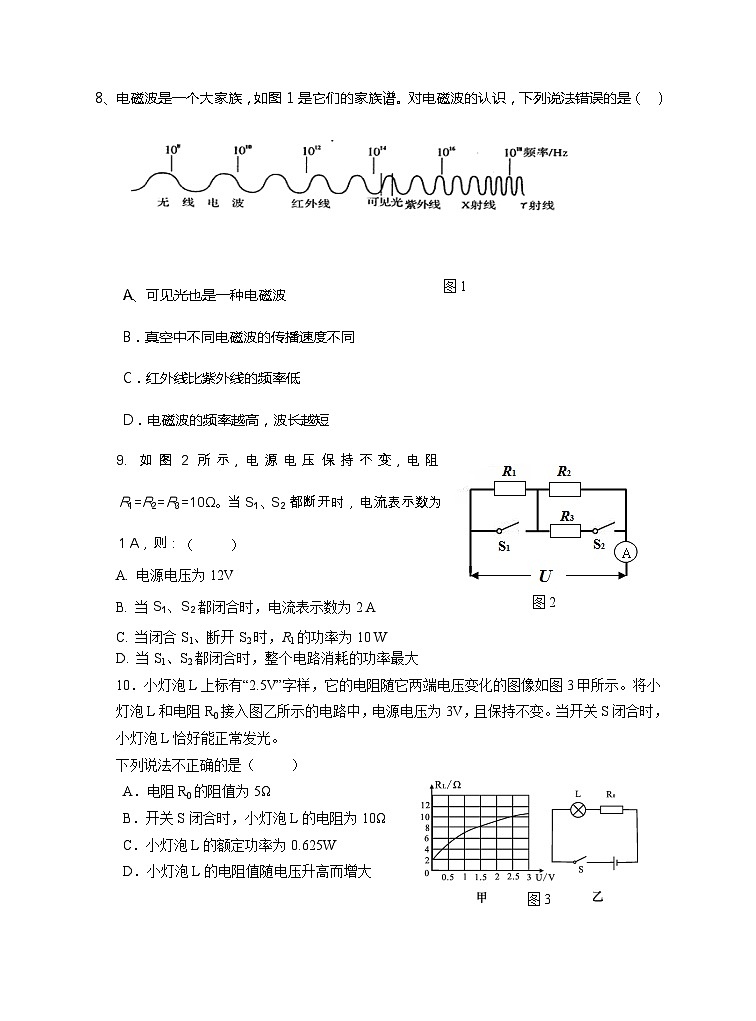 教科版九年级物理 第十章《电磁波与信息技术》测试题02