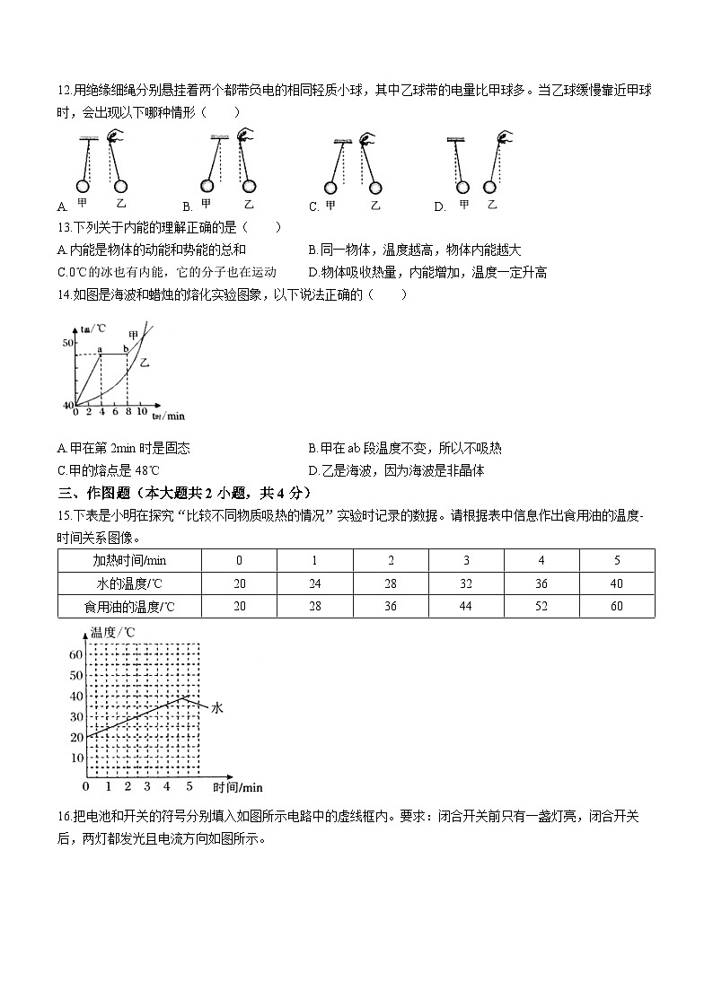 河南省南阳市西峡县2023-2024学年九年级上学期11月期中物理试题第3页