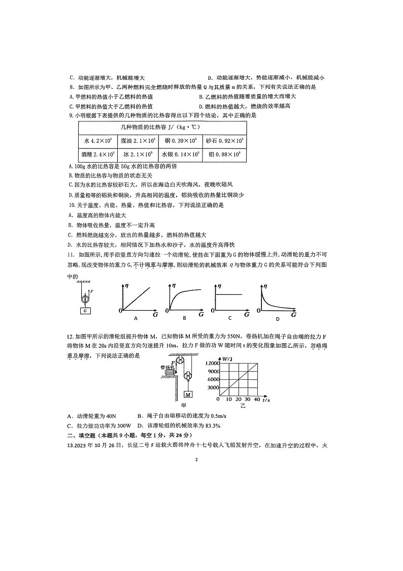 江苏省宿迁市宿豫区2023-2024学年九年级上学期11月期中物理试题02