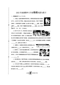 河南省南阳市内乡县2023-2024学年八年级上学期11月期中物理试题