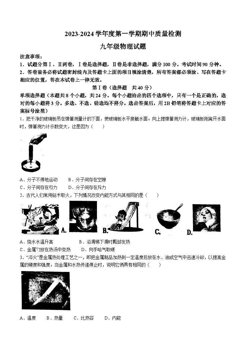 山东省潍坊市2023-2024学年九年级上学期11月期中物理试题01