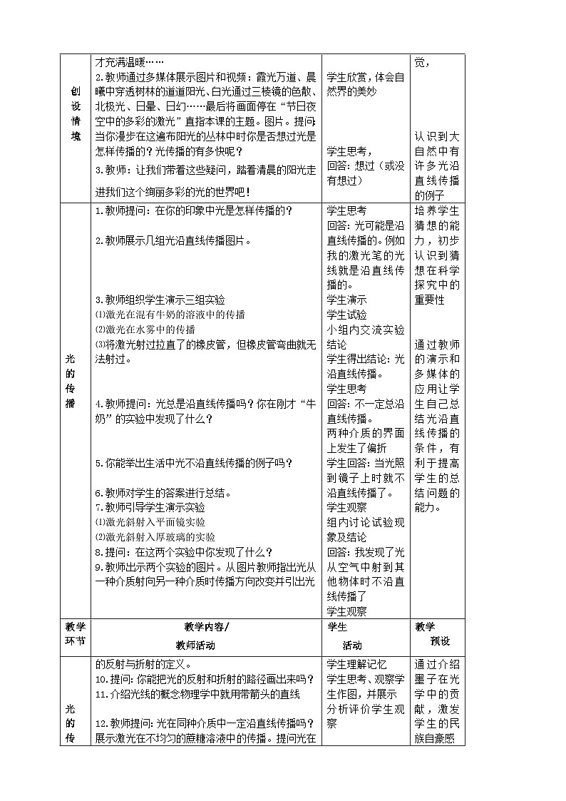 沪科版物理八年级上册 第四章第一节 光的反射教案第2页