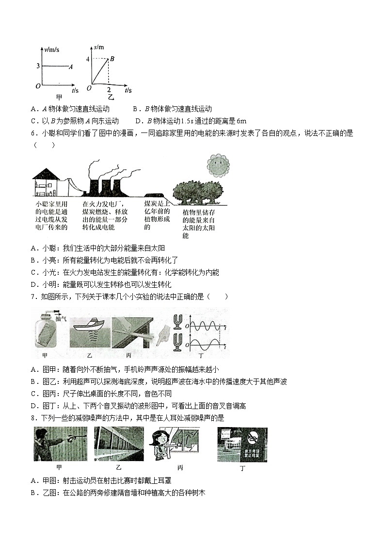 山东省菏泽市东明县2023-2024学年八年级上学期期中考试物理试题第2页