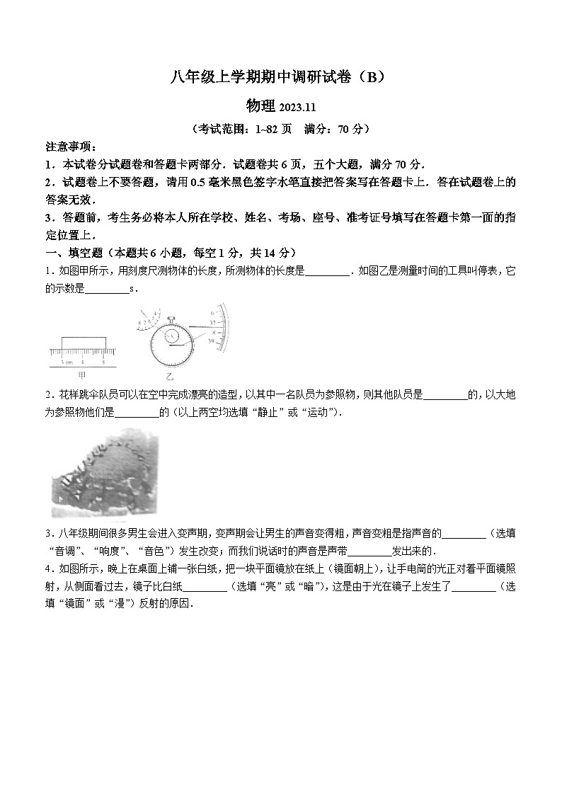 河南省安阳市林州市2023-2024学年八年级上学期11月期中物理试题01