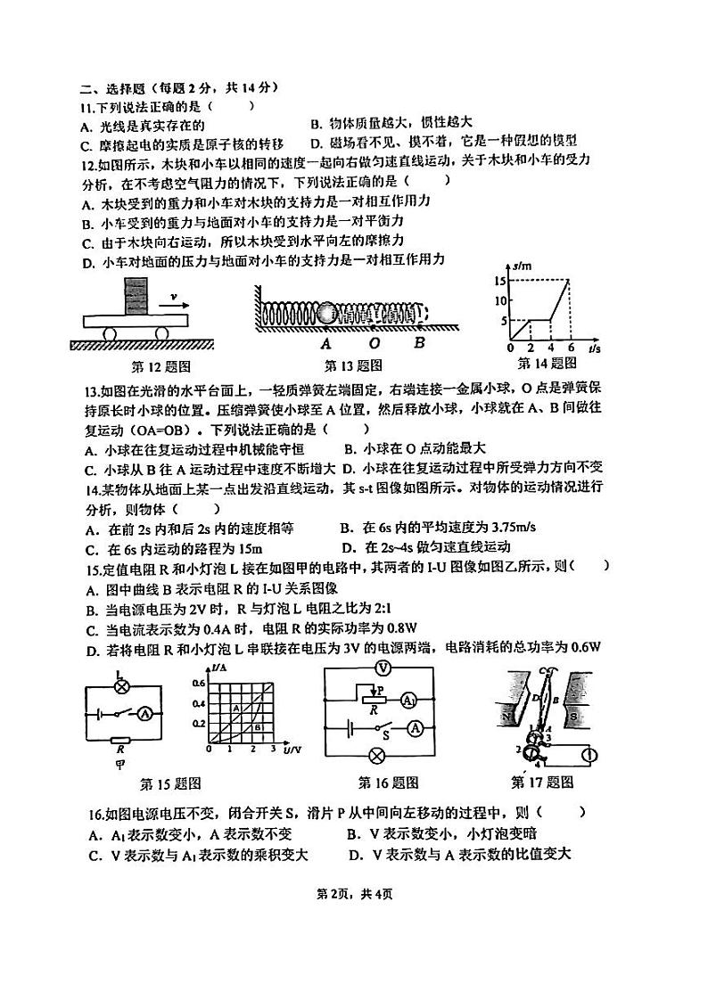 2023年安徽省合肥市第四十五中学中考三模物理试卷第2页