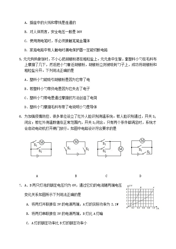 2023年辽宁省抚顺市东洲区九年级中考模拟检测（一）物理试题第2页