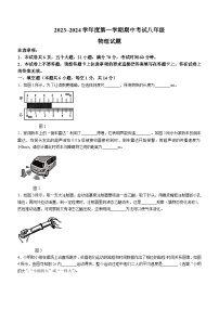 河南省临颍县2023-2024学年八年级上学期期中考试物理试题