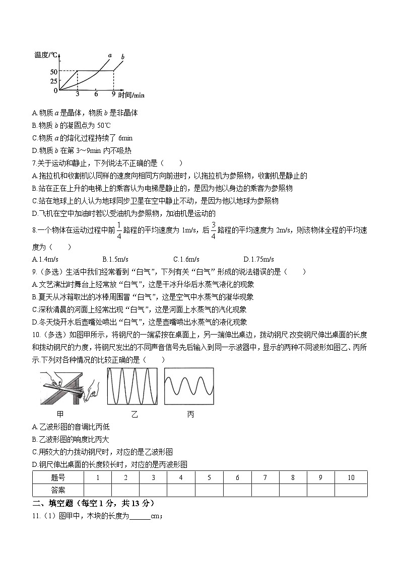 江西省新余市渝水区新溪中学2023-2024学年八年级上学期期中考试物理试题02