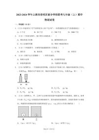 上海市崇明区部分学校联考2023-2024学年九年级上学期期中物理试卷