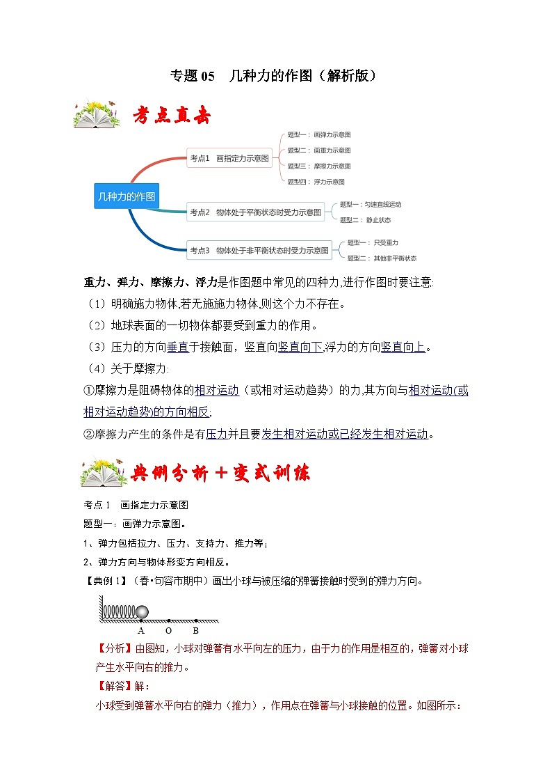 人教版八年级物理下册 专题05  几种力的作图（解析版）第1页