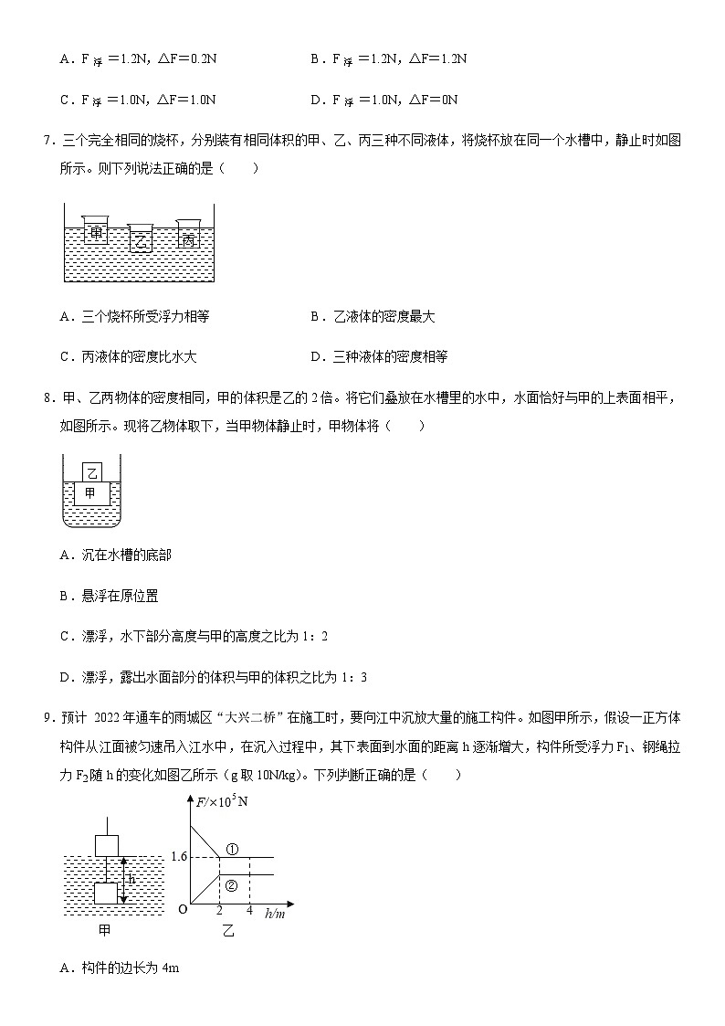 人教版八年级物理下册 第十章 浮力（选拔卷）-【单元测试】（原卷版+考试卷+答题卡+解析卷）03