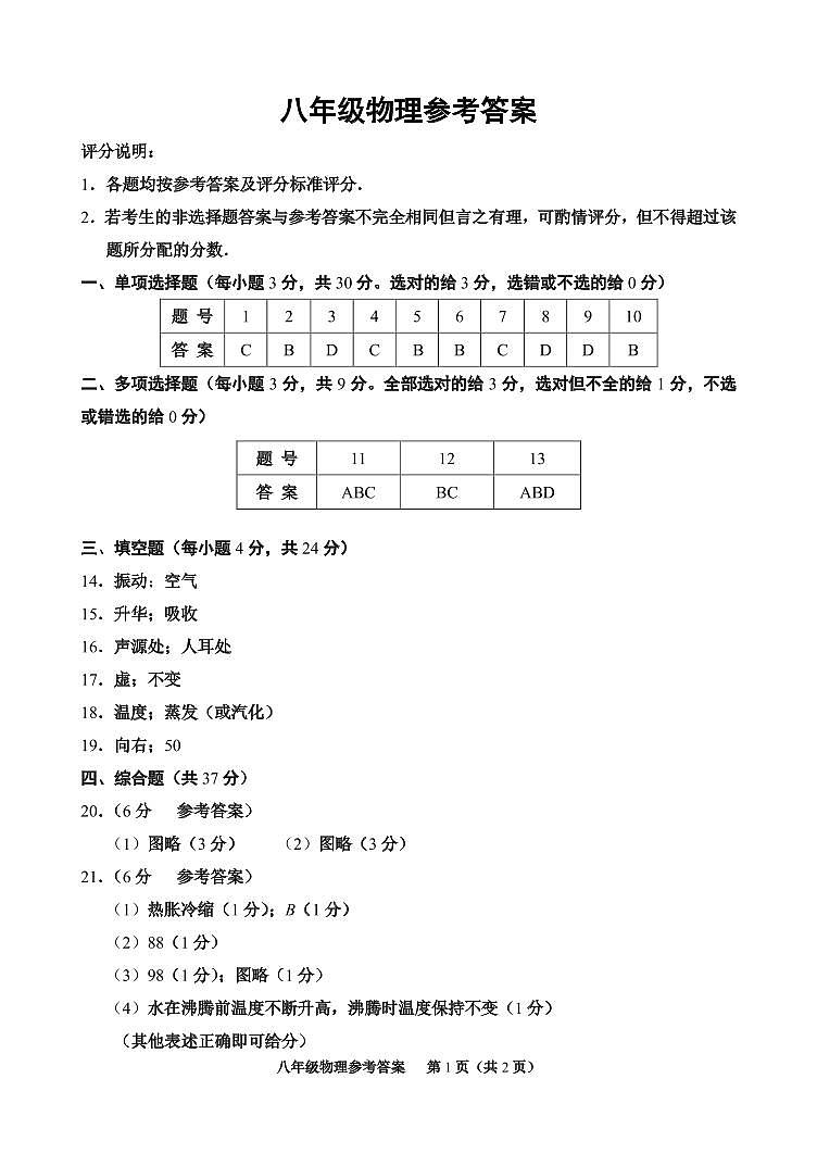 天津市河西区2023-2024学年八年级上学期期中物理试题含答案01