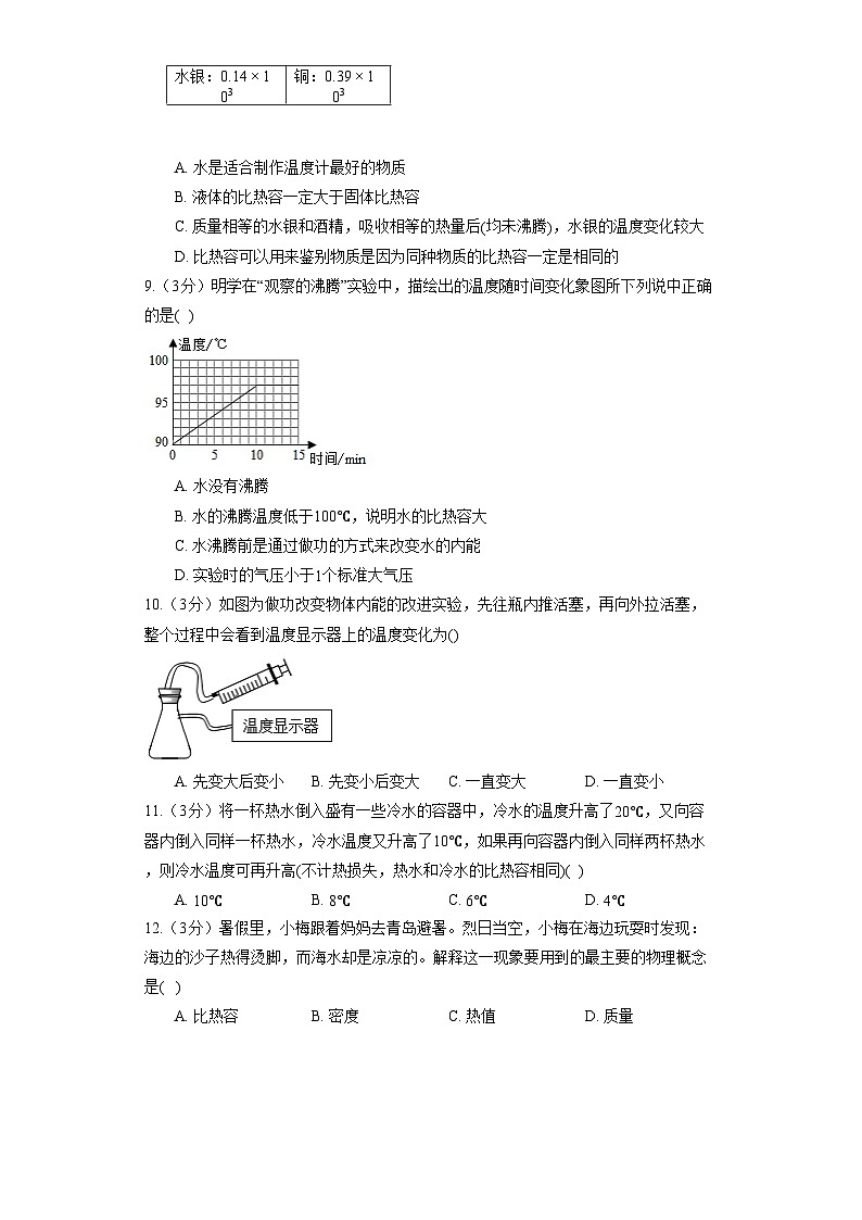 人教版物理九年级全一册《13.3 比热容》 同步练习卷(含答案)03