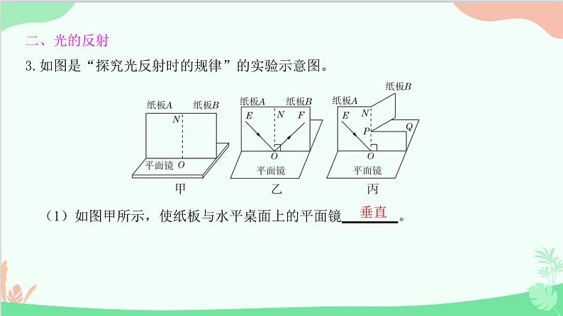 教科版物理八年级上册 第四章 在光的世界里 专题5 光学实验课件第8页
