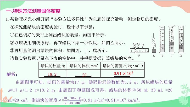 教科版物理八年级上册 第六章 质量与密度 专题7　密度测量的特殊方法课件02