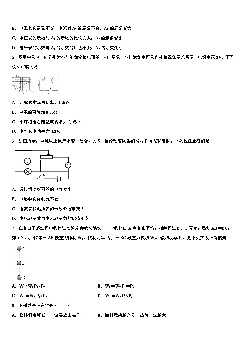 2023-2024学年安徽省物理九上期末监测试题02